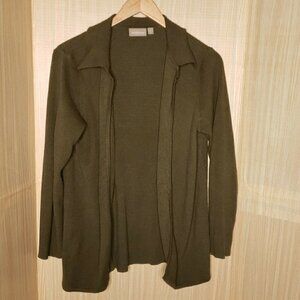 Croft & Barrow Green Long Thin Open Front Cardigan